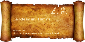 Landesman Harri névjegykártya